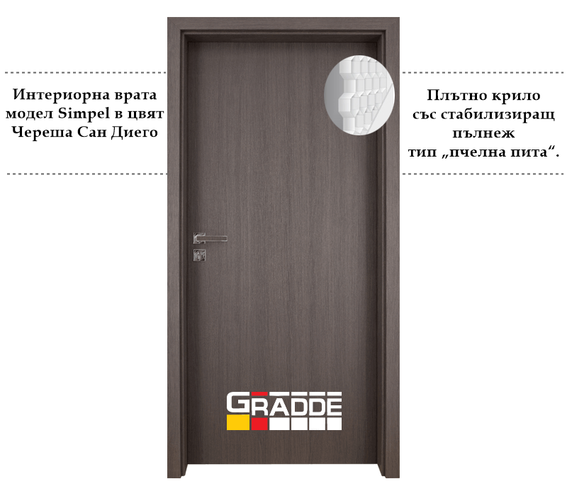 Alternative view of Интериорна врата Gradde серия SIMPEL Череша Сан Диего