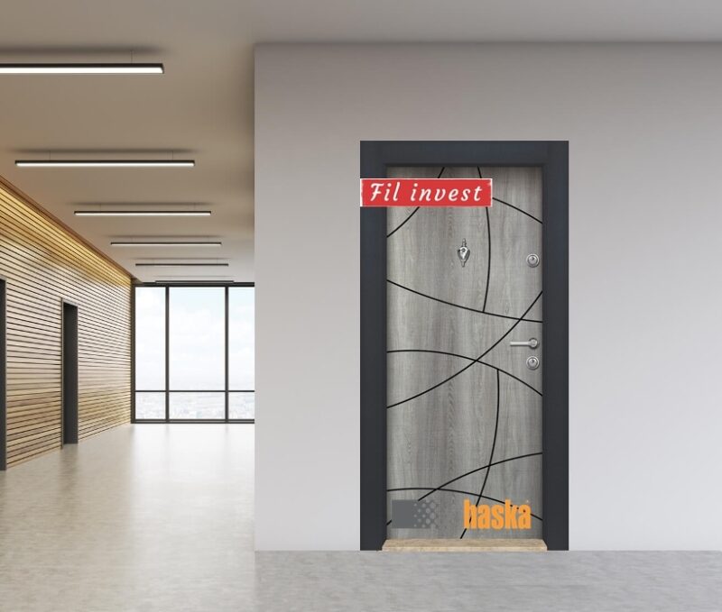 Блиндирана врата Haska серия ParkDoor модел 03 Сиво меше