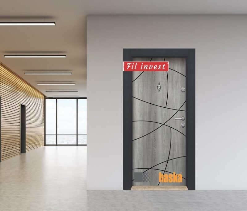 Блиндирана врата Haska серия ParkDoor модел 03 Сиво меше