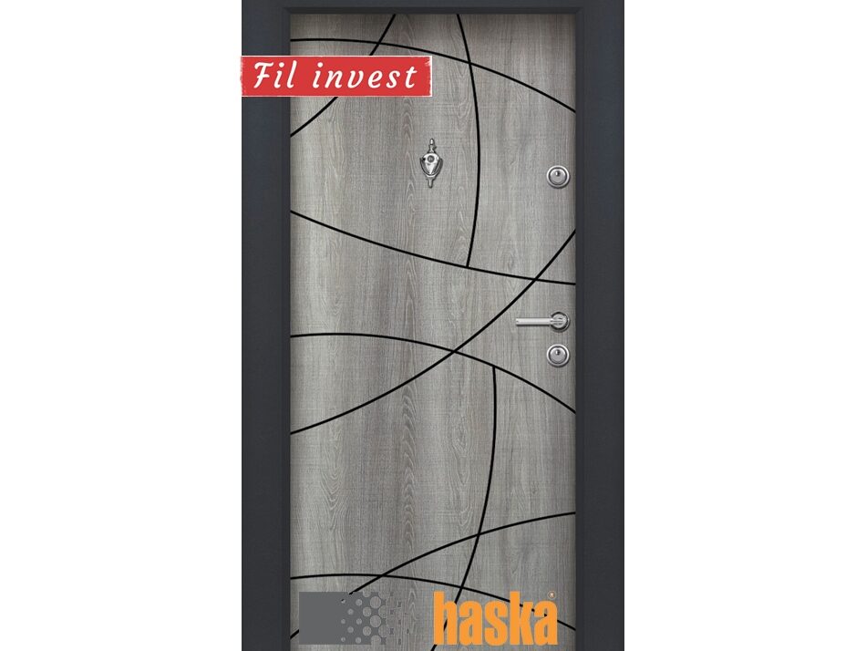 Alternative view of Блиндирана врата Haska серия ParkDoor модел 03 Сиво меше