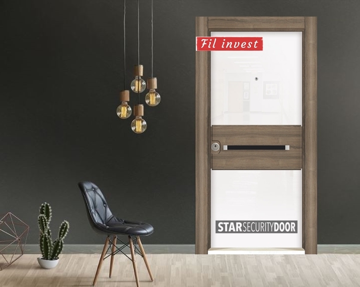 Врата Star Security Door серия Crystal модел CR5055 Бяло марино