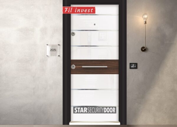 Врата Star Security Door серия Laminart модел LM 5251 HG бял орех