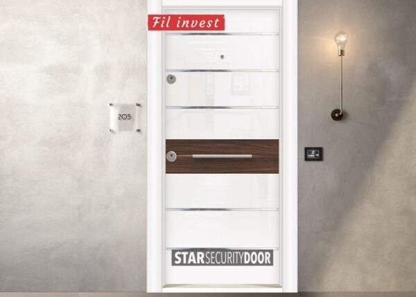 Врата Star Security Door серия Laminart модел LM 5258 HG бял орех