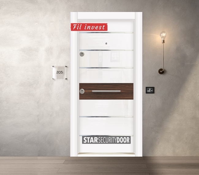 Врата Star Security Door серия Laminart модел LM 5258 HG бял орех