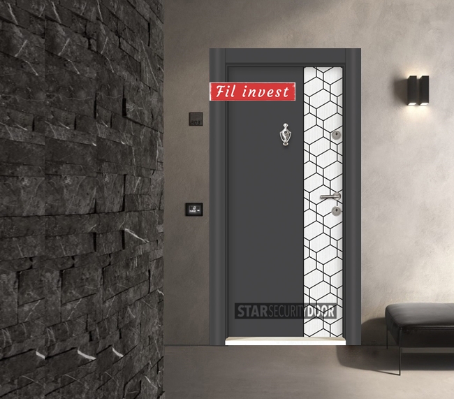 Врата Star Security Door серия Lapis модел L307 Антрацит бяла перла