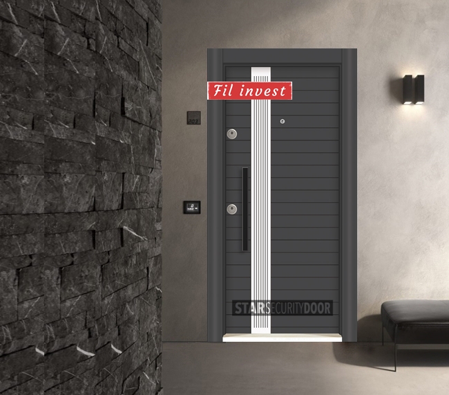 Врата Star Security Door серия Lapis модел L5372 Антрацит бял