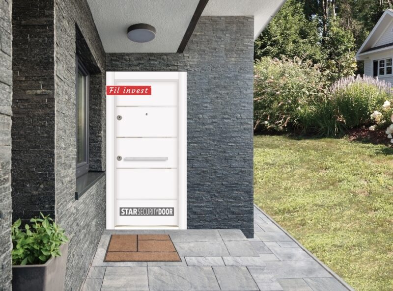 Врата Star Security Door серия Outdoor модел LP Инокс Бял