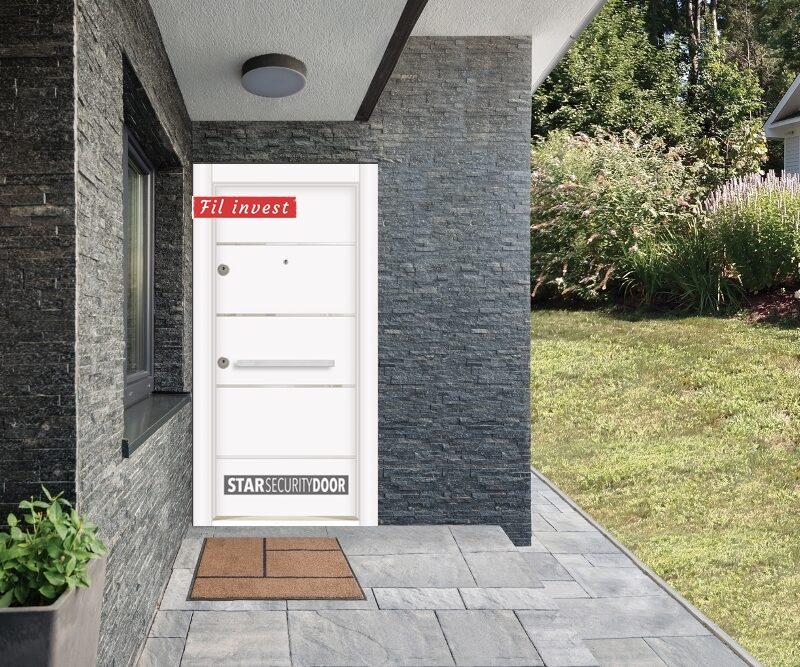 Врата Star Security Door серия Outdoor модел LP Инокс Бял