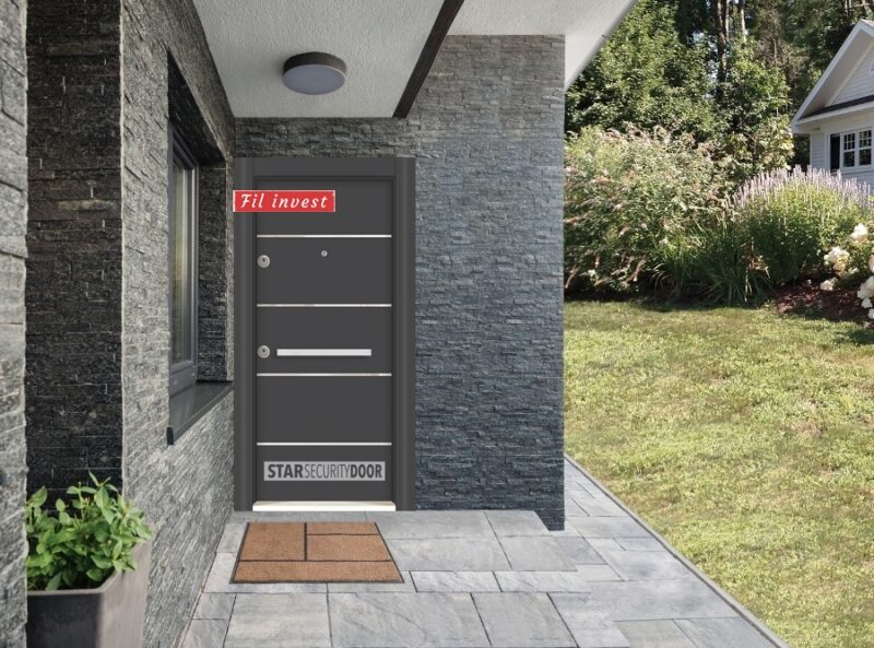 Врата Star Security Door серия Outdoor модел LP Инокс Антрацит