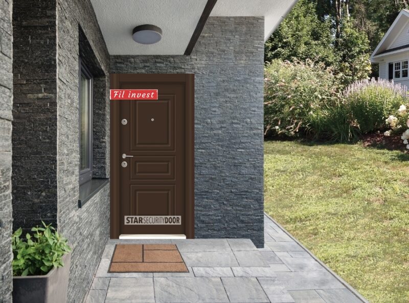 Врата Star Security Door серия Outdoor модел LP12 Кафява