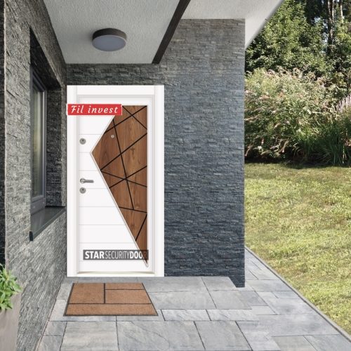 Врата Star Security Door серия Outdoor модел MFS104 Бял орех