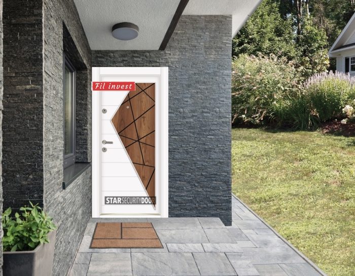 Врата Star Security Door серия Outdoor модел MFS104 Бял орех