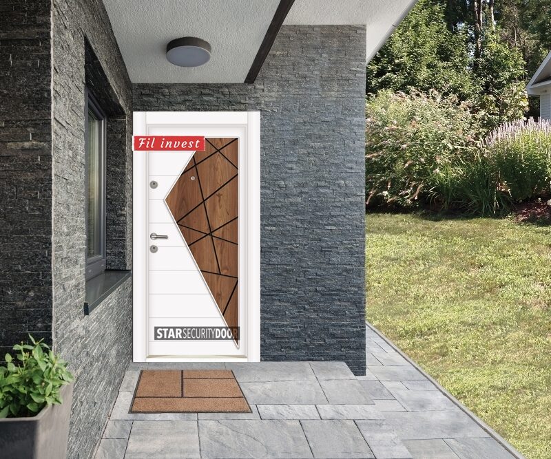 Врата Star Security Door серия Outdoor модел MFS104 Бял орех