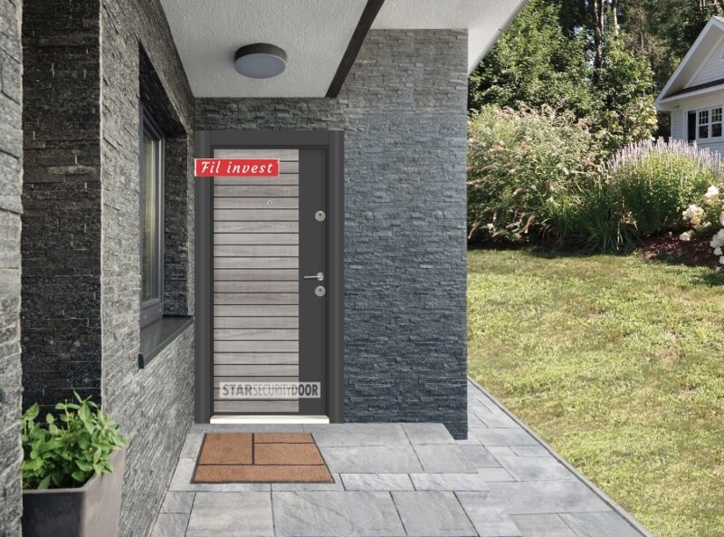 Врата Star Security Door серия Outdoor модел UV 101 Сиво меше антрацит
