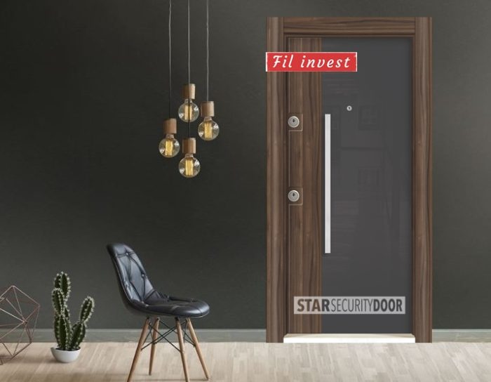 Врата Star Security Door серия Silod модел SD 26 HG Натурален антрацит орех