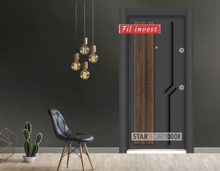 Врата Star Security Door серия Silod модел SD07 Антрацит натурален орех