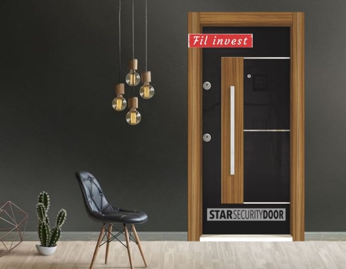 Врата Star Security Door серия Silod модел SD13 HG Черен Сащ орех