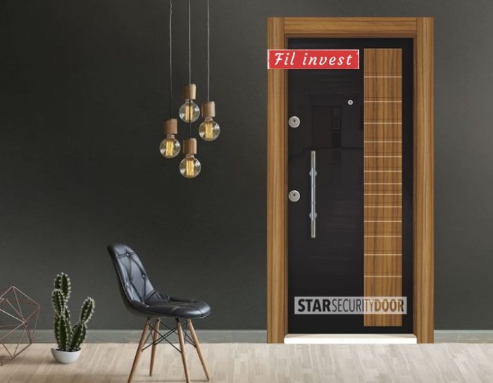 Врата Star Security Door серия Silod модел SD5213 HG черен Сащ орех