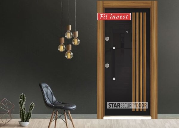 Врата Star Security Door серия Silod модел SD5214 HG черен ABD орех
