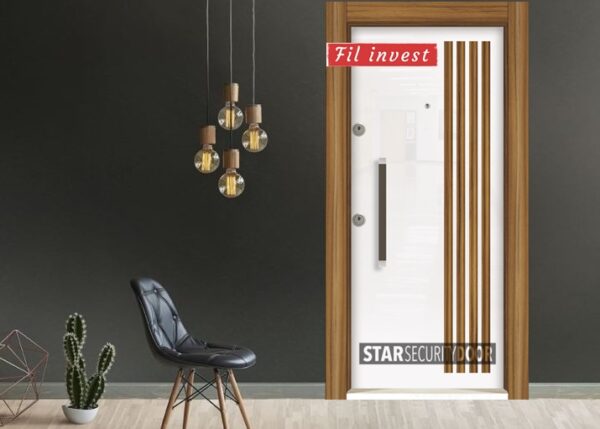 Врата Star Security Door серия Silod модел SD5215 HG бял Сащ орех