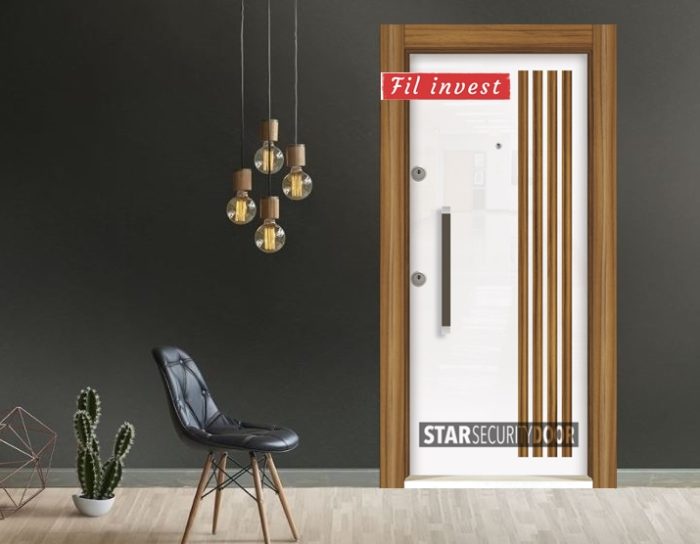 Врата Star Security Door серия Silod модел SD5215 HG бял Сащ орех