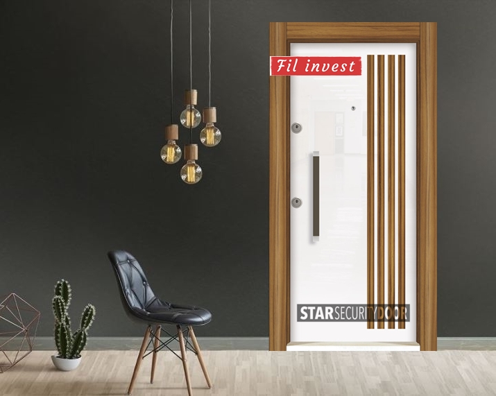 Врата Star Security Door серия Silod модел SD5215 HG бял Сащ орех