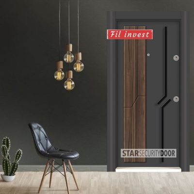 Врата Star Security Door серия Solid модел SD07 Антрацит натурален орех