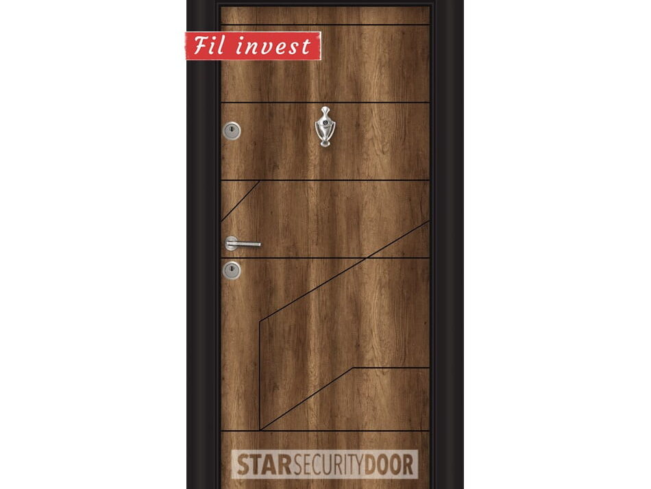 врата Star Security Door модел P14 Газез Орех