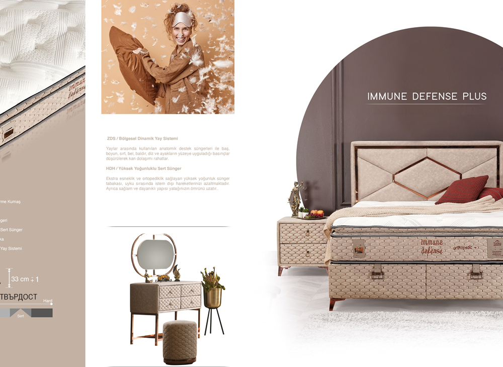 Alternative view of Тапицирано легло Immune Defense Бежов Крем с матрак