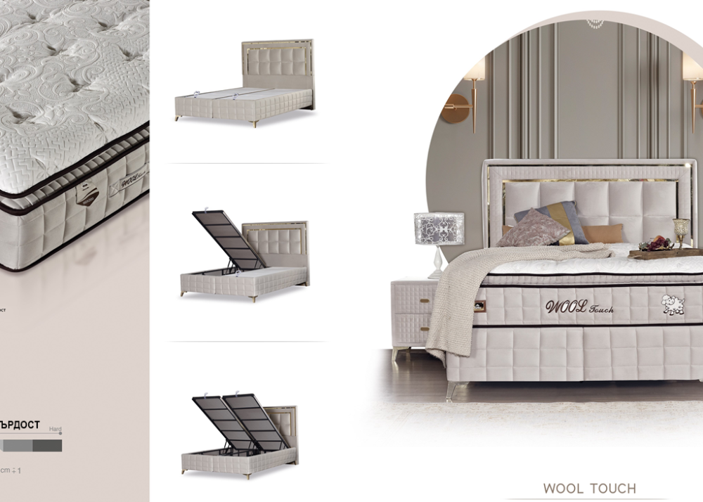 Тапицирано легло Wool Touch с матрак или без - Image 8
