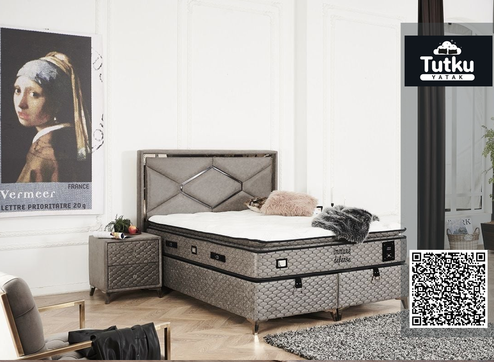 Тапицирано легло Immune Defense Сиво с матрак