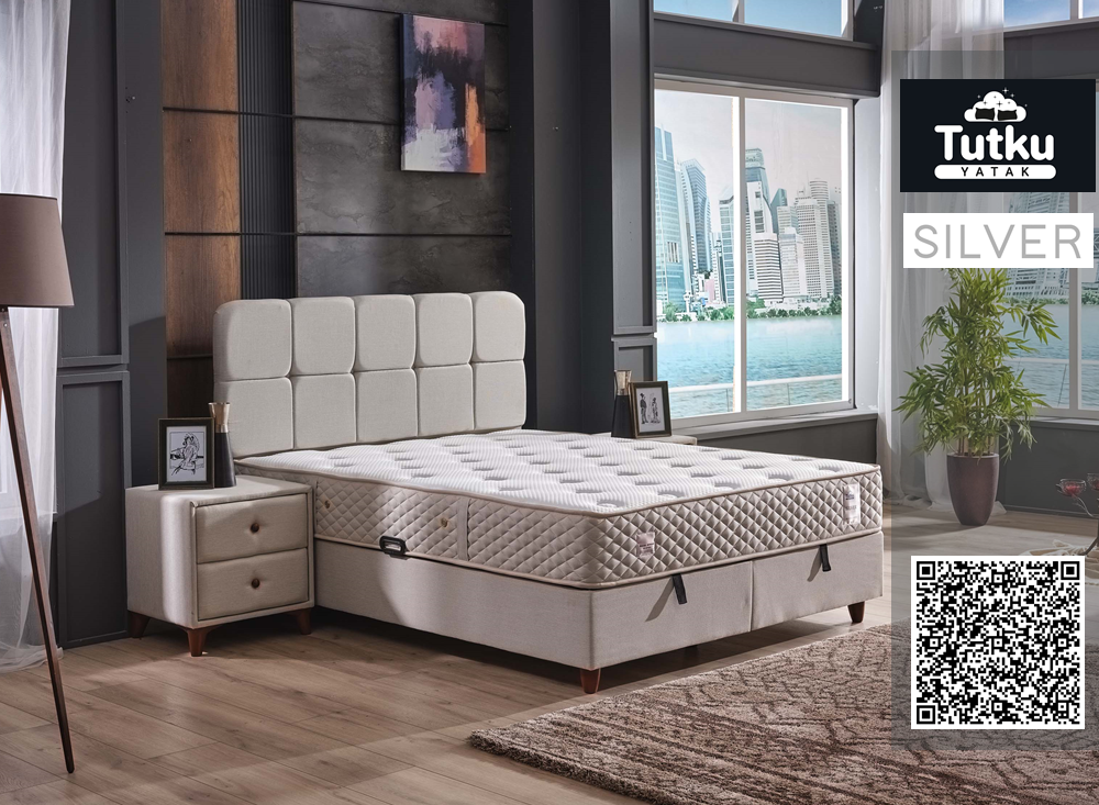 Тапицирано легло Silver Сив Крем с матрак