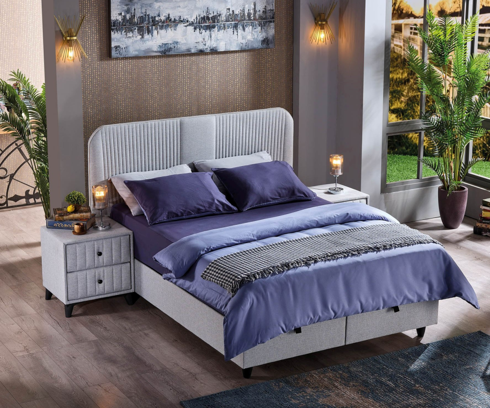 Alternative view of Тапицирано легло Floransa Светло Сиво с матрак