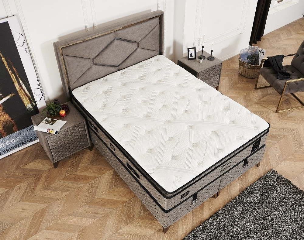 Alternative view of Тапицирано легло Immune Defense Сиво с матрак