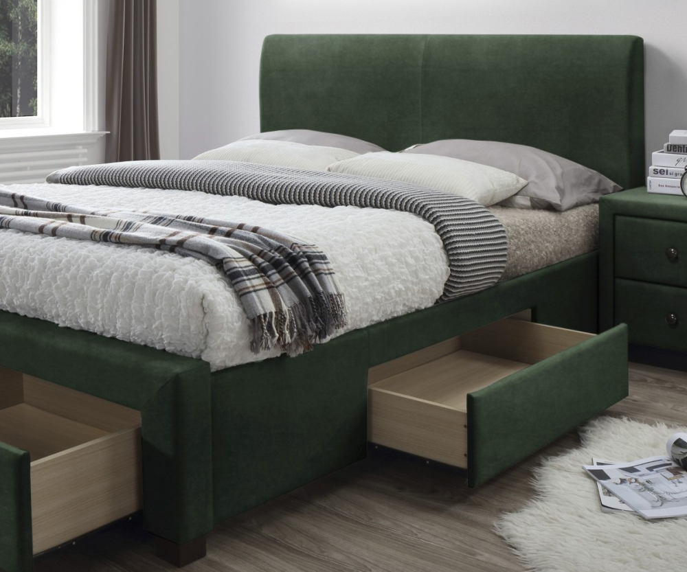 Alternative view of Тапицирано легло Modena 3 Тъмнозелено 160