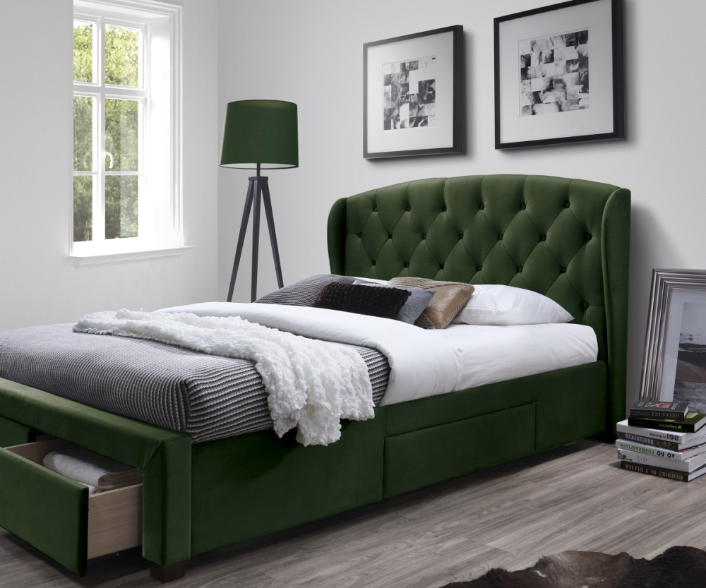 Alternative view of Тапицирано легло Sabrina Тъмнозелено 160