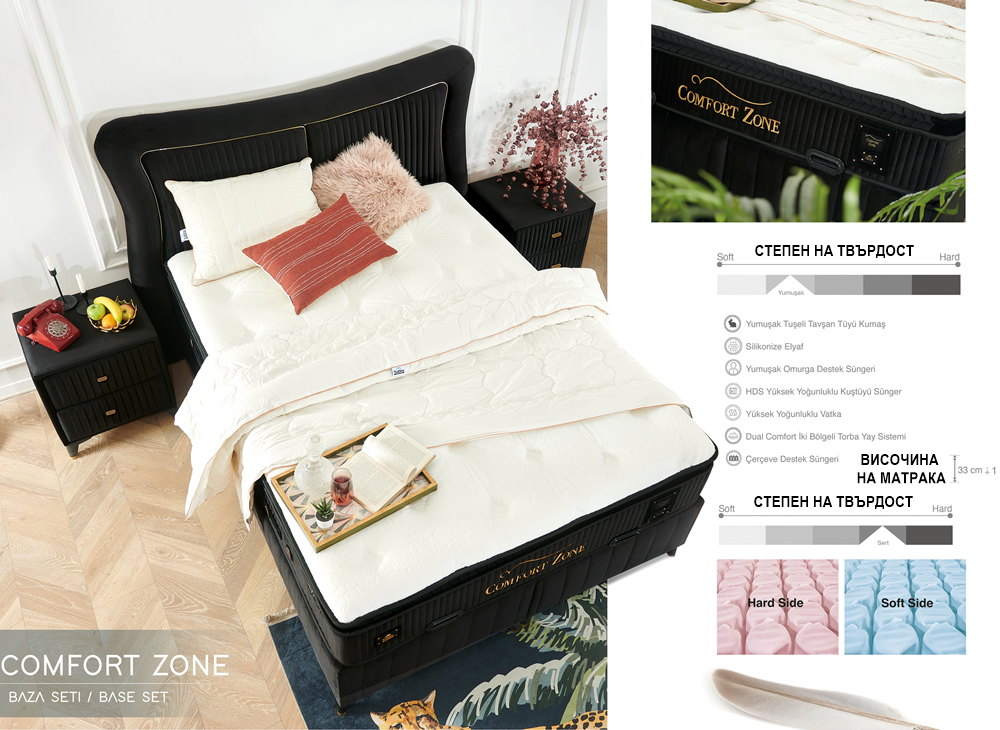 Alternative view of Тапицирано легло Comfort Zone Черно с матрак