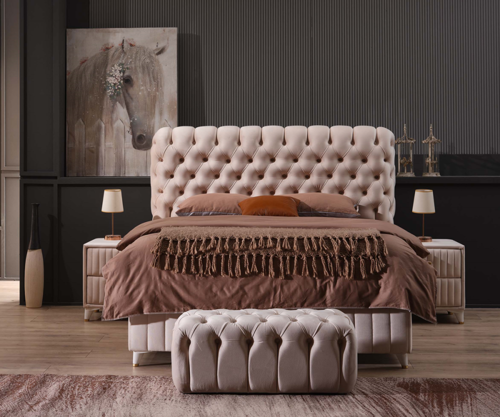 Alternative view of Тапицирано легло Fluffy Крем Праскова с матрак