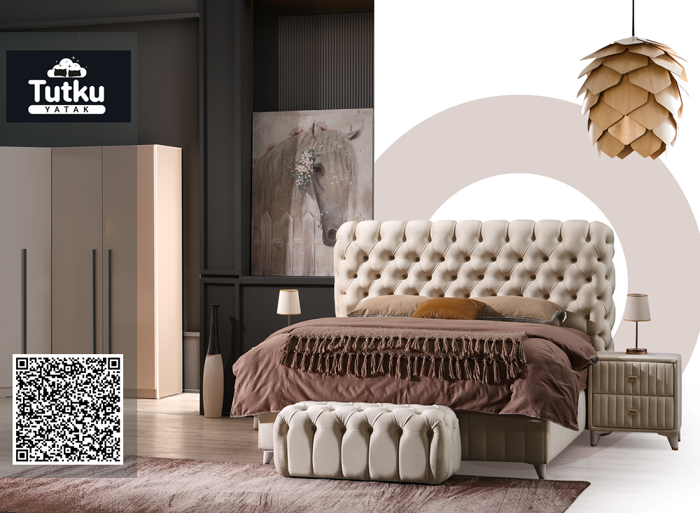 Тапицирано легло Fluffy Бяла Перла с матрак