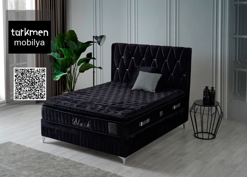 Тапицирано легло Black с матрак Black