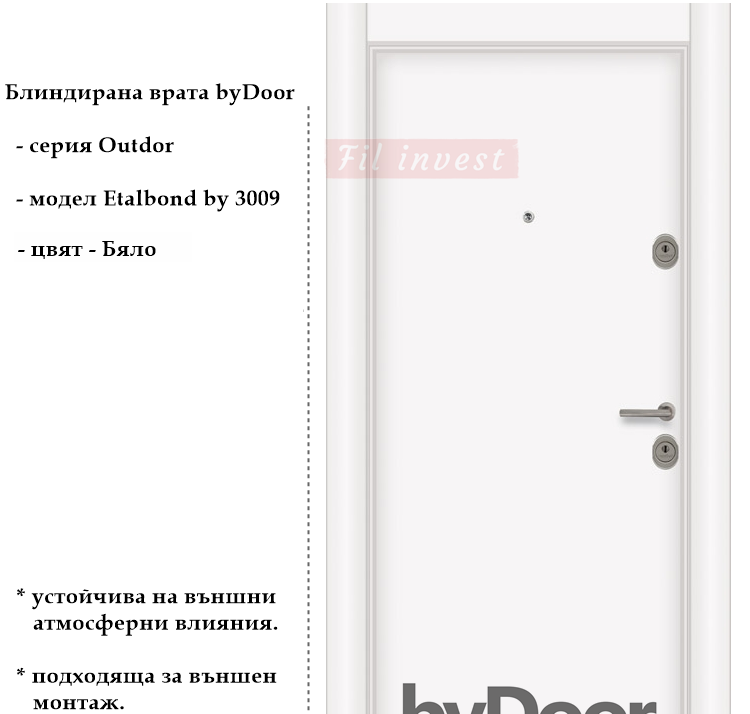 Alternative view of Блиндирана врата Etalbond by 3009 Бяло