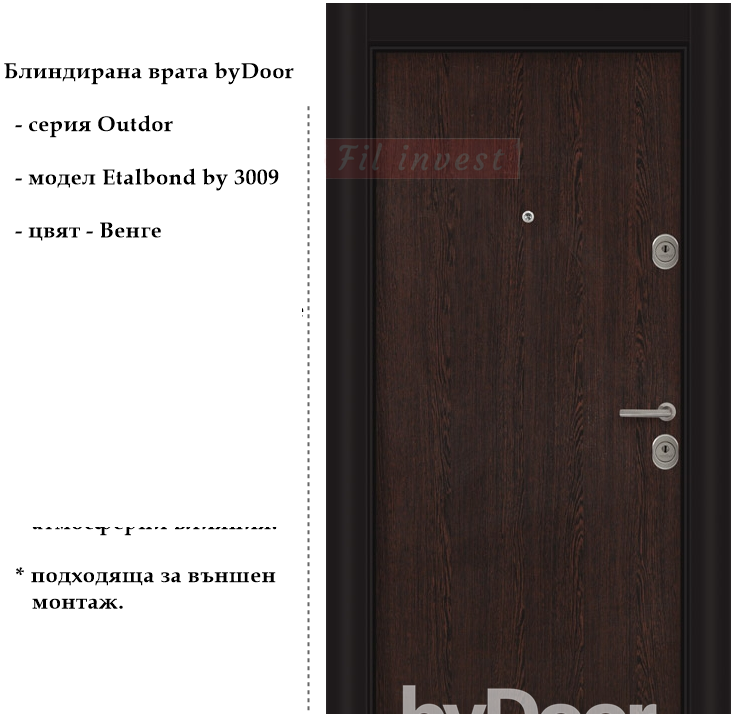 Alternative view of Блиндирана врата Etalbond by 3009 Венге