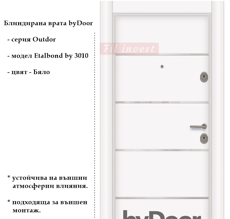Alternative view of Блиндирана врата Etalbond by 3010 Бяло