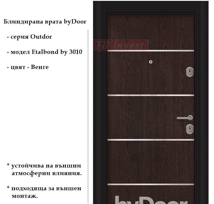 Alternative view of Блиндирана врата Etalbond by 3010 Венге