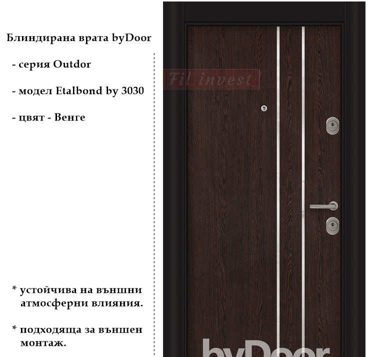 Alternative view of Блиндирана врата Etalbond by 3030 Венге