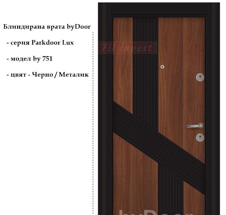 Alternative view of Блиндирана врата Parkdoor Lux by 751 Черно и Металик