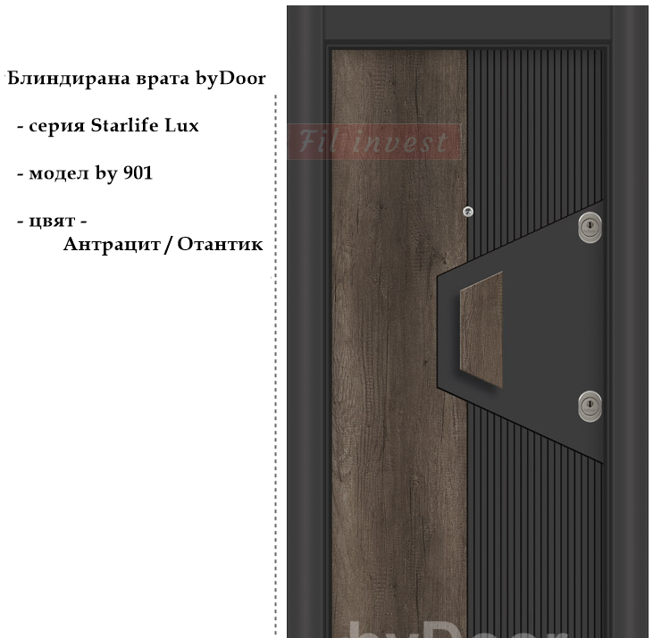Alternative view of Блиндирана врата Starlife Lux by 901 Антрацит и Отантик
