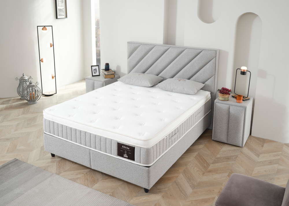 Alternative view of Тапицирано легло Felicita Сив крем - с матрак или без матрак