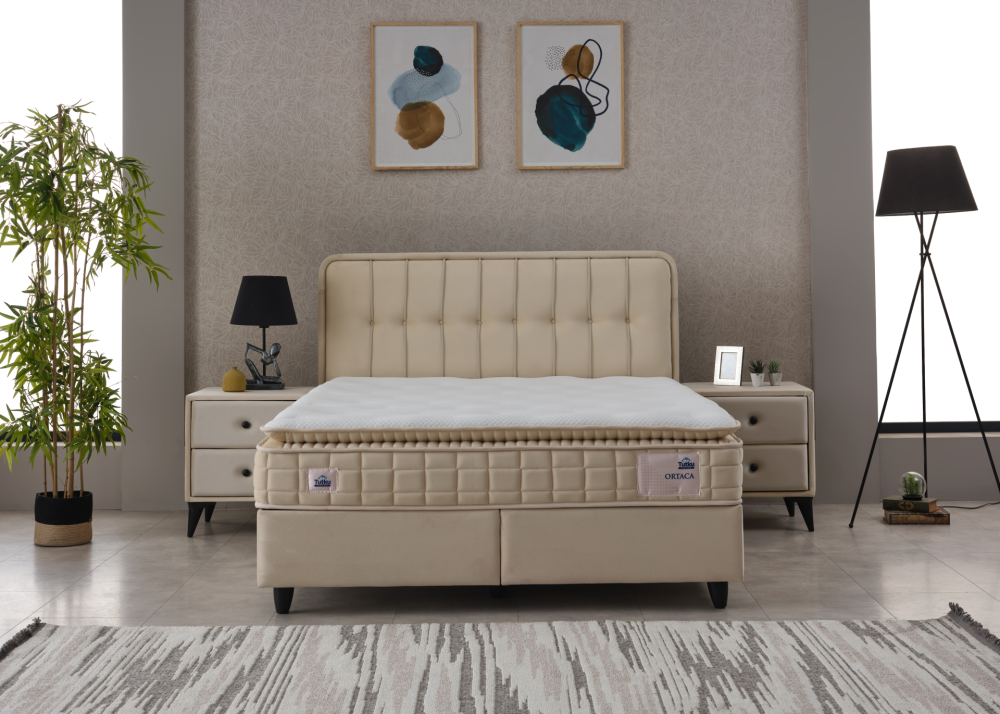 Alternative view of Тапицирано легло Ortaca Бежов крем с матрак Ortaca