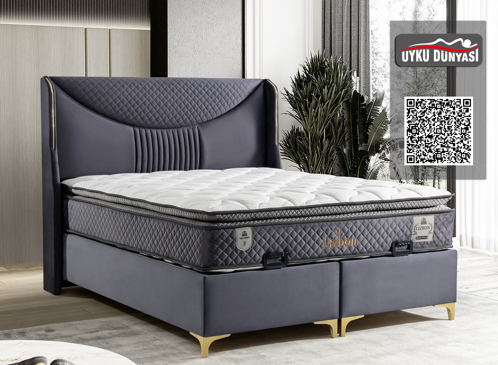 Тапицирано легло Lizbon Сив Диамант